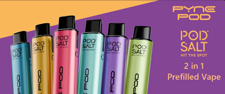 Pod Salt Pyne 2 In 1 pod kit comes with two pre-filled pods that deliver up to 1500 puffs