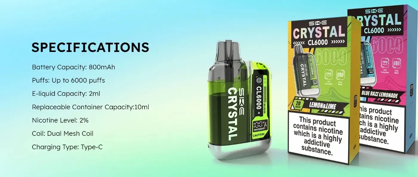 SKE Crystal CL6000 Prefilled Pod Kit - Specifications