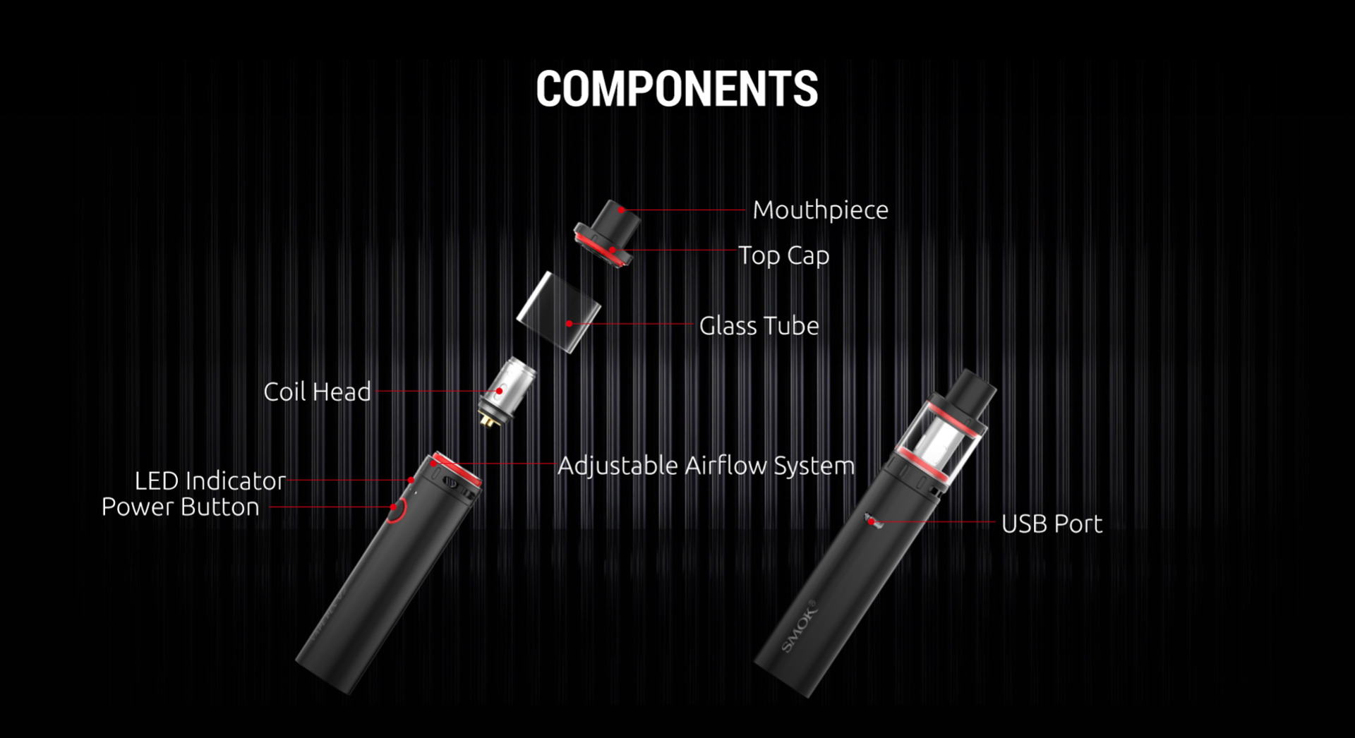The Smok Vape Pen V2 is a powerful sub-ohm pen kit with a 1600mAh battery and up to 60W output for a superior vaping experience.